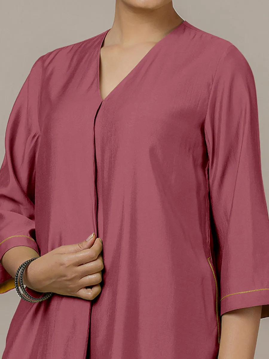 Alisha x Rozaana | A Line Kurta in Rose Pink with Thread Work | Coords or Only Kurta