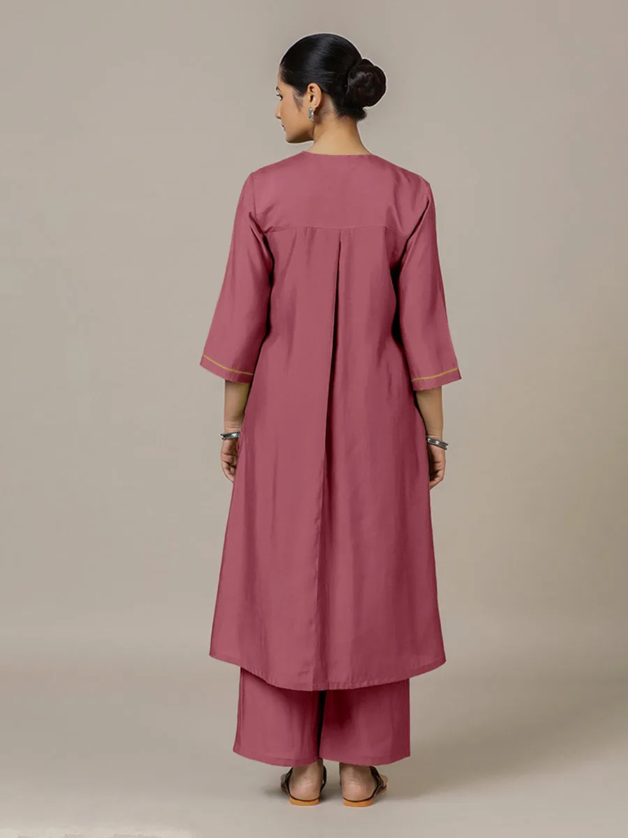 Alisha x Rozaana | A Line Kurta in Rose Pink with Thread Work | Coords or Only Kurta