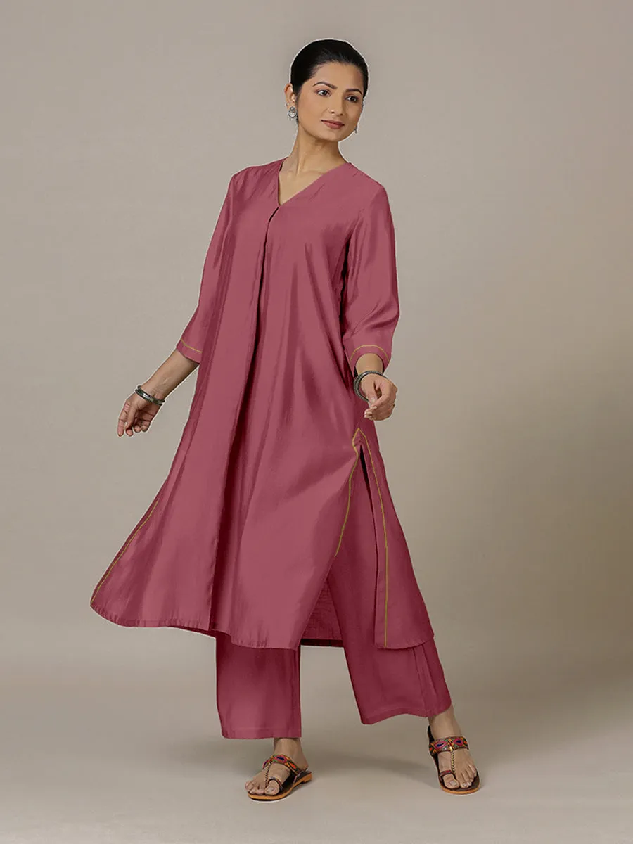 Alisha x Rozaana | A Line Kurta in Rose Pink with Thread Work | Coords or Only Kurta