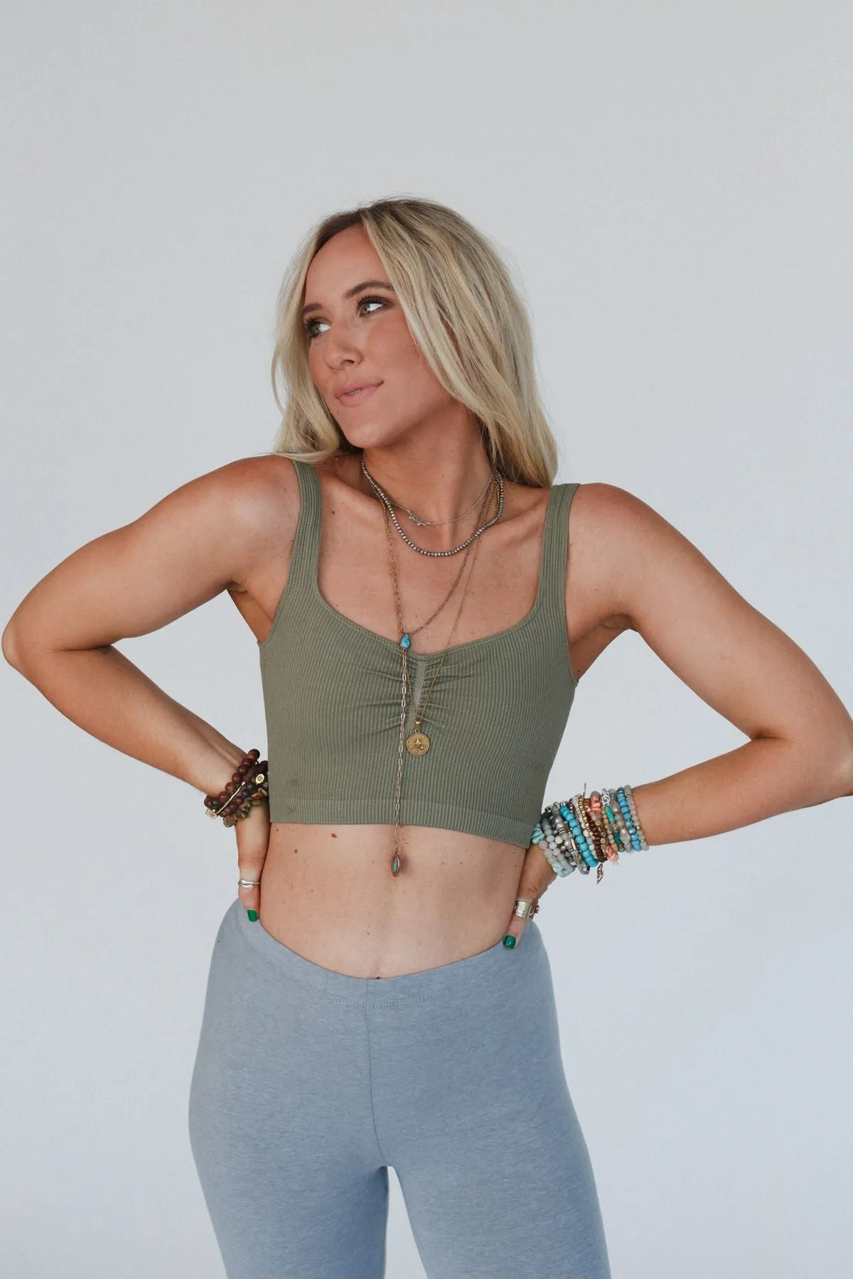 All For One Ribbed Bralette - Sage