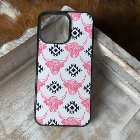 All pink highland cows phone case for iPhone and Samsung