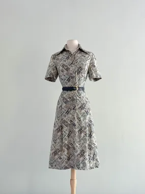 Amazing Paisley Printed 1960's Shirt Dress / Sz M