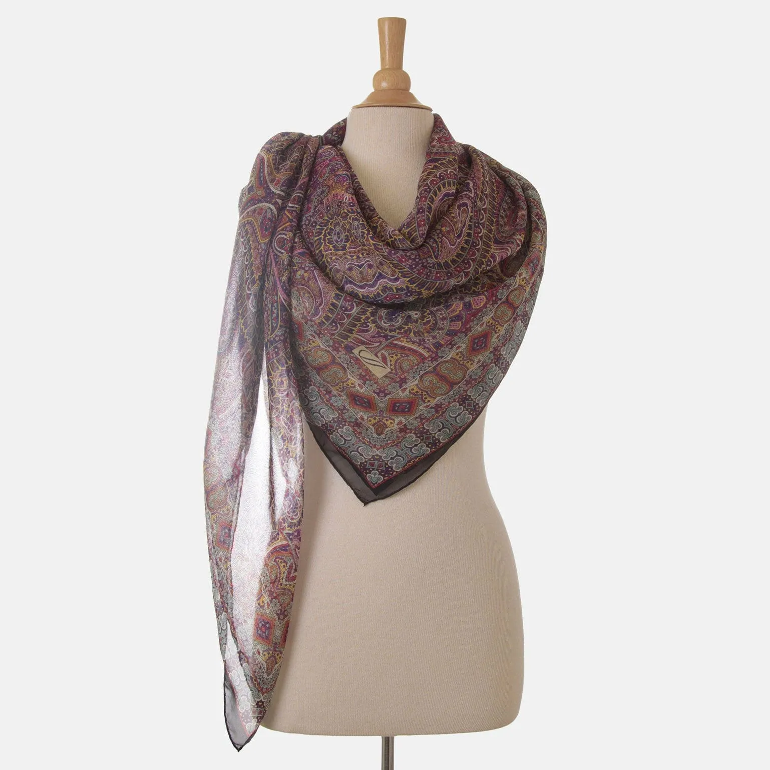 Ambra - Large Silk Scarf Shawl- Multicolored