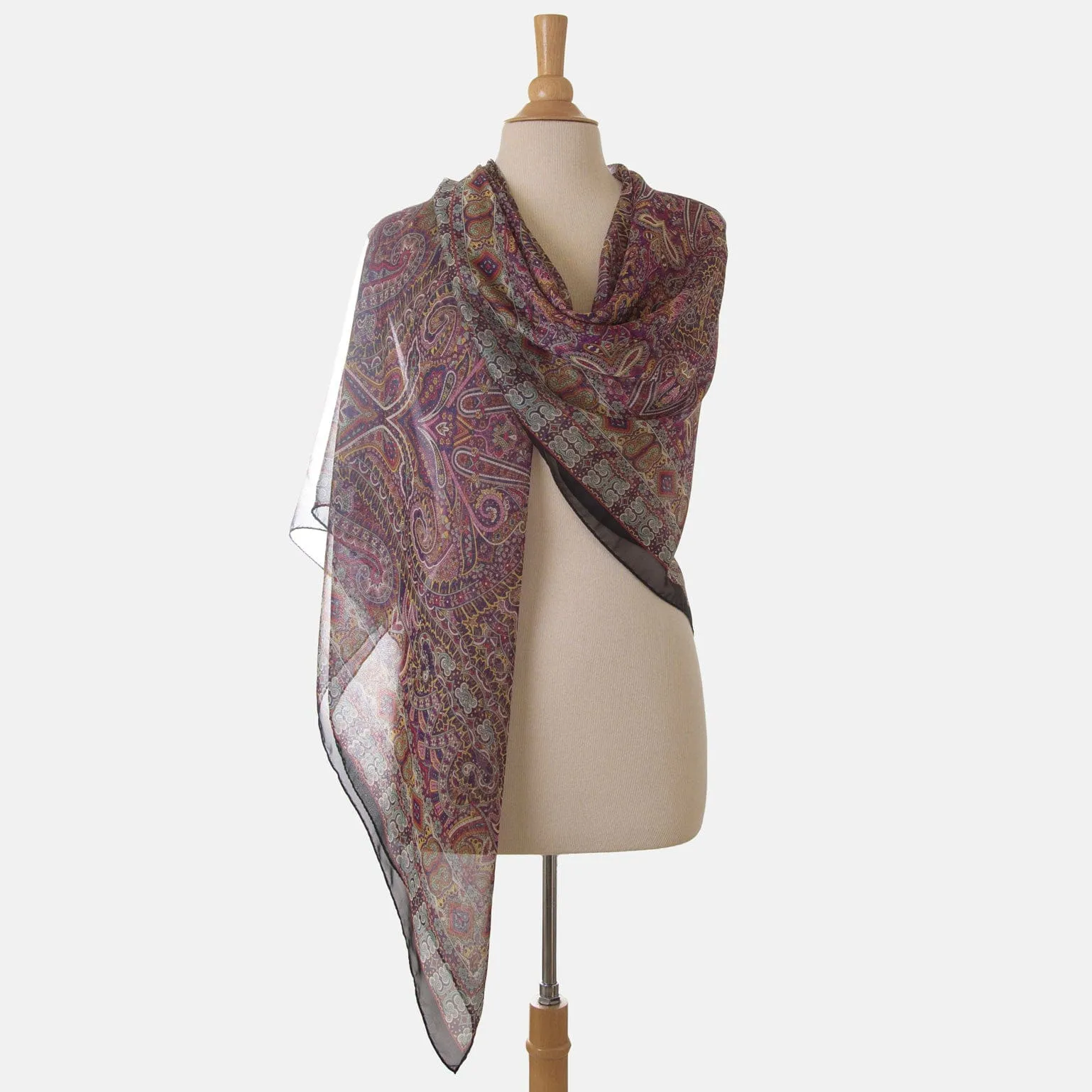 Ambra - Large Silk Scarf Shawl- Multicolored