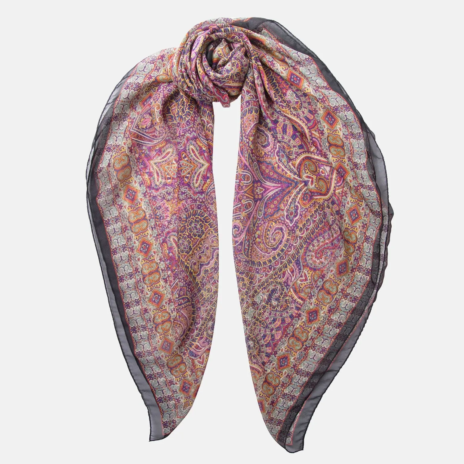 Ambra - Large Silk Scarf Shawl- Multicolored