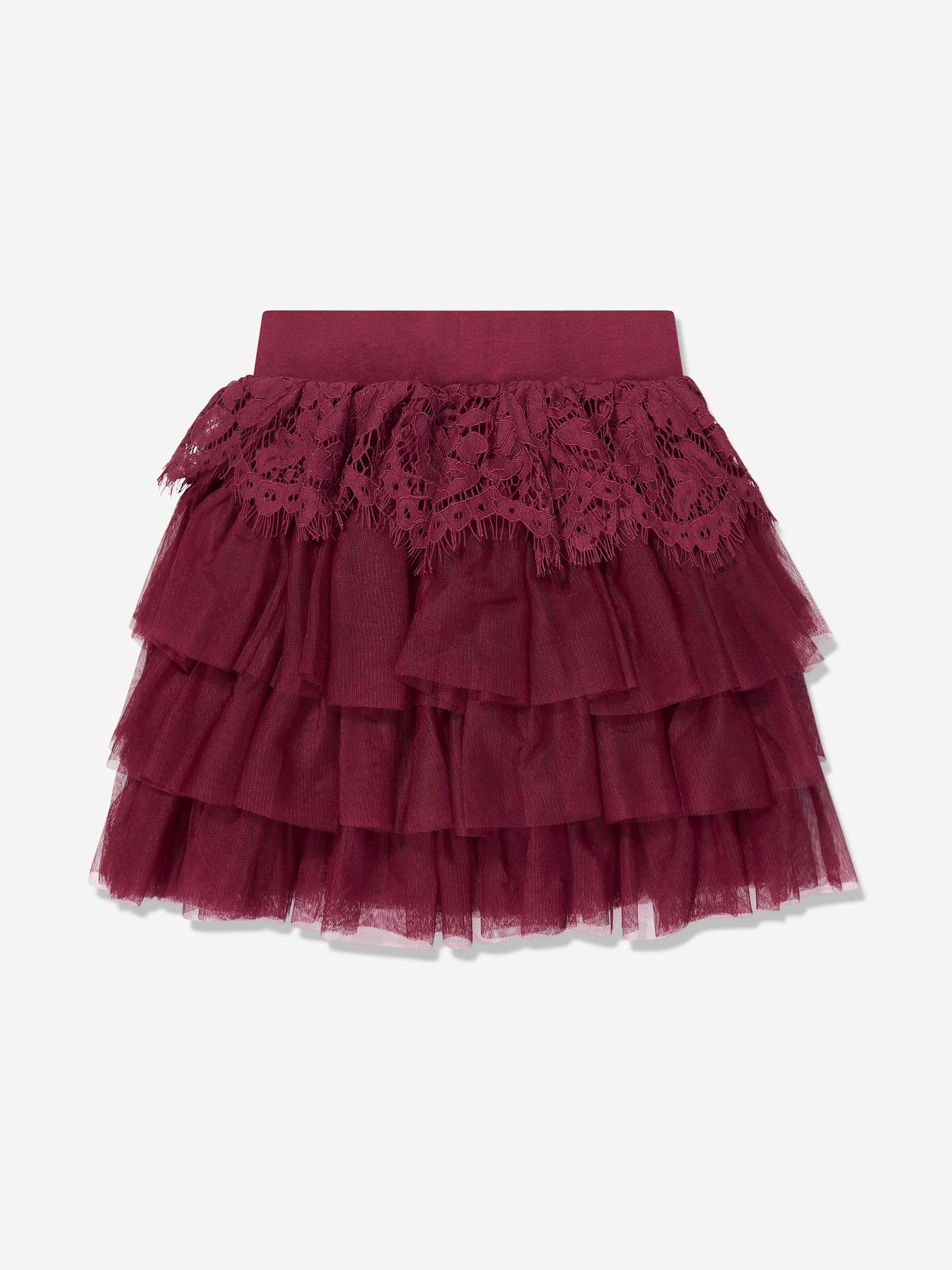 Angels Face Girls Kamma Lace Trim Skirt in Red