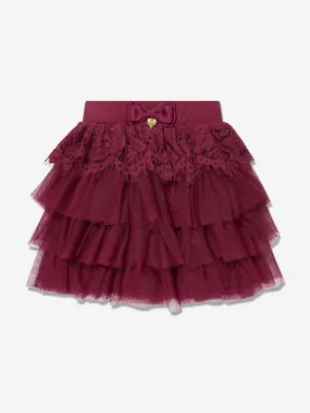 Angels Face Girls Kamma Lace Trim Skirt in Red