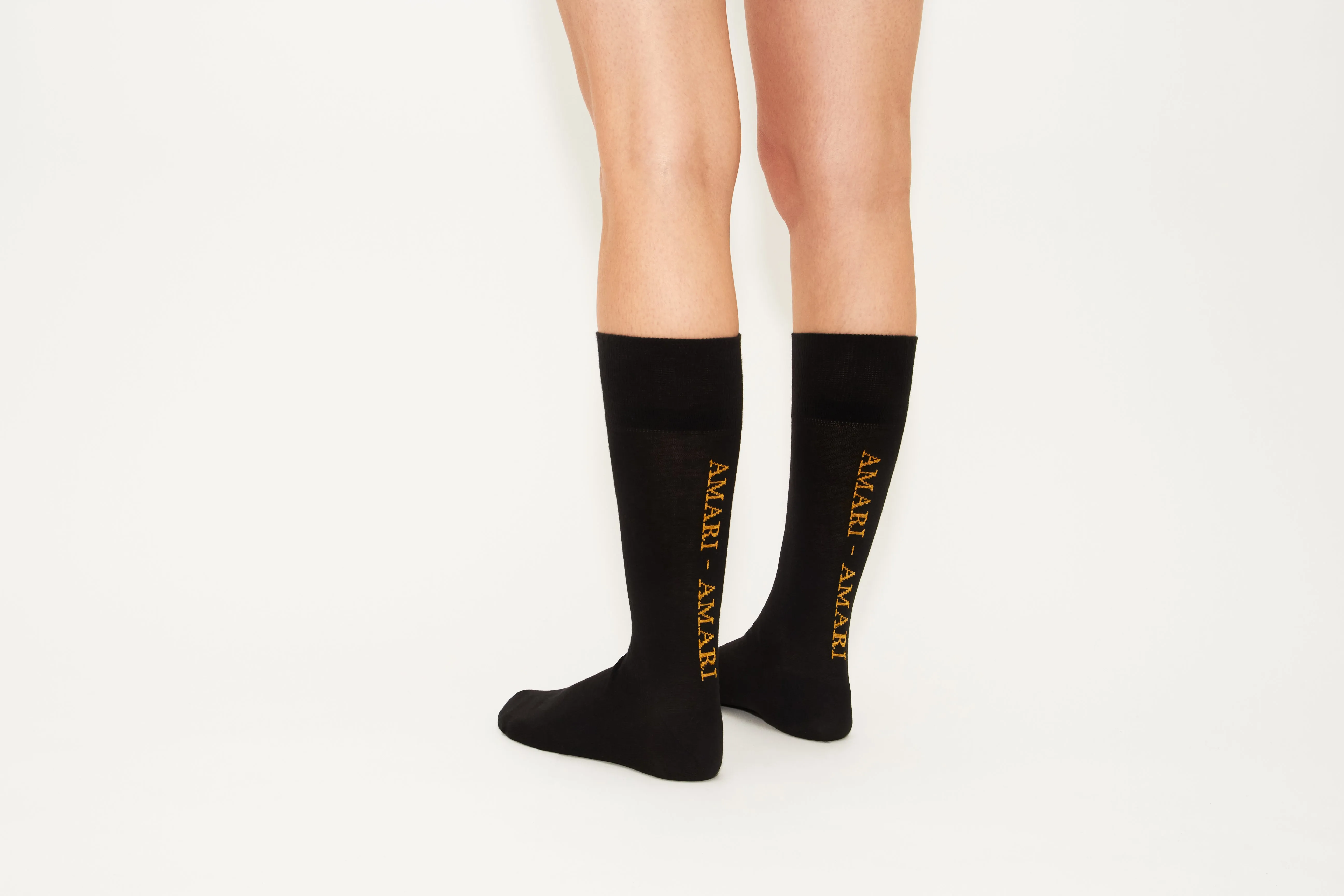 ARIANNA - 3/4 Black Cashmere Blend Socks With Silver Logo