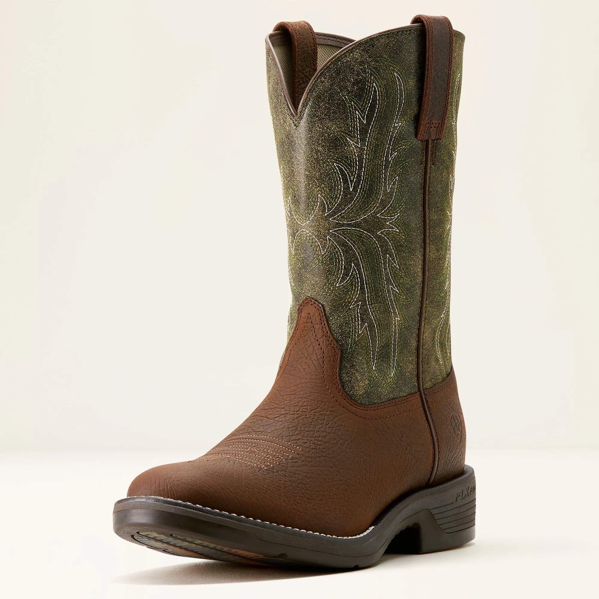 Ariat Mens 10053575 Ridgeback Round Toe Cowboy Boots in Toffee Brown & Moss Green