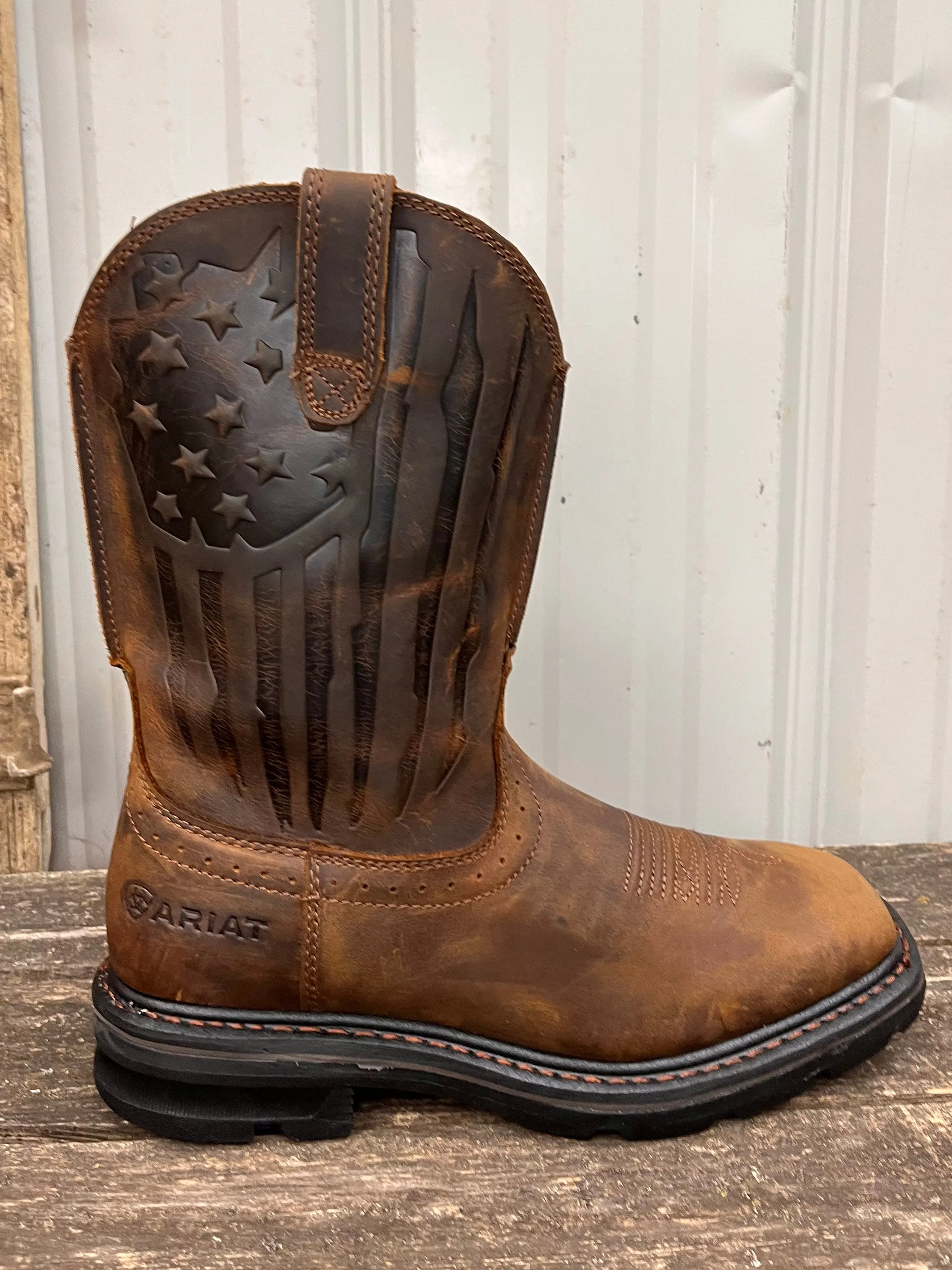 Ariat Men's Sierra Shock Shield™ Patriotic Brown Cowboy Work Boot 10044505