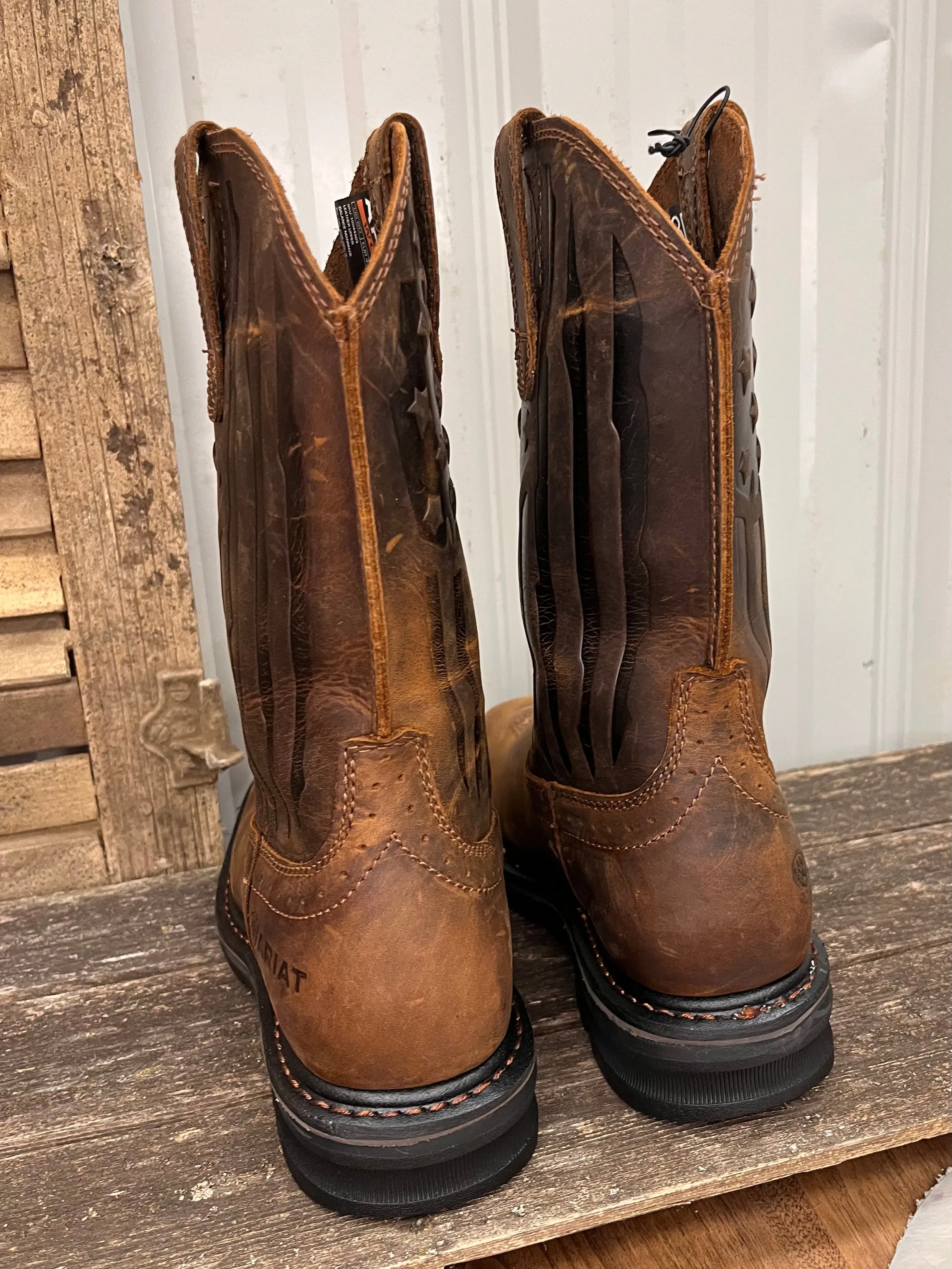 Ariat Men's Sierra Shock Shield™ Patriotic Brown Cowboy Work Boot 10044505