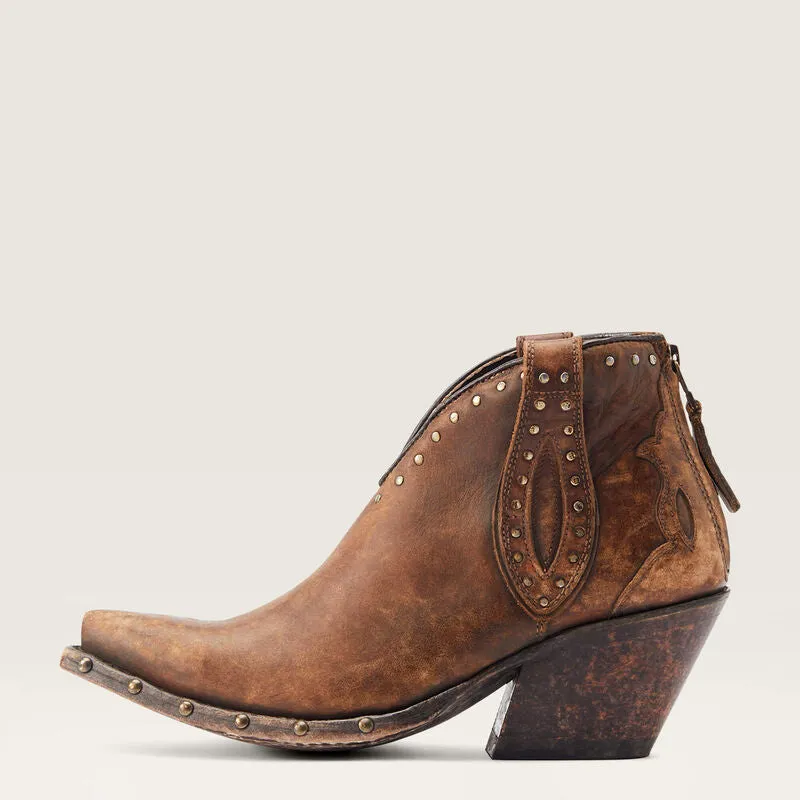 Ariat Women's Greeley Western Bootie - Naturally Distressed Brown