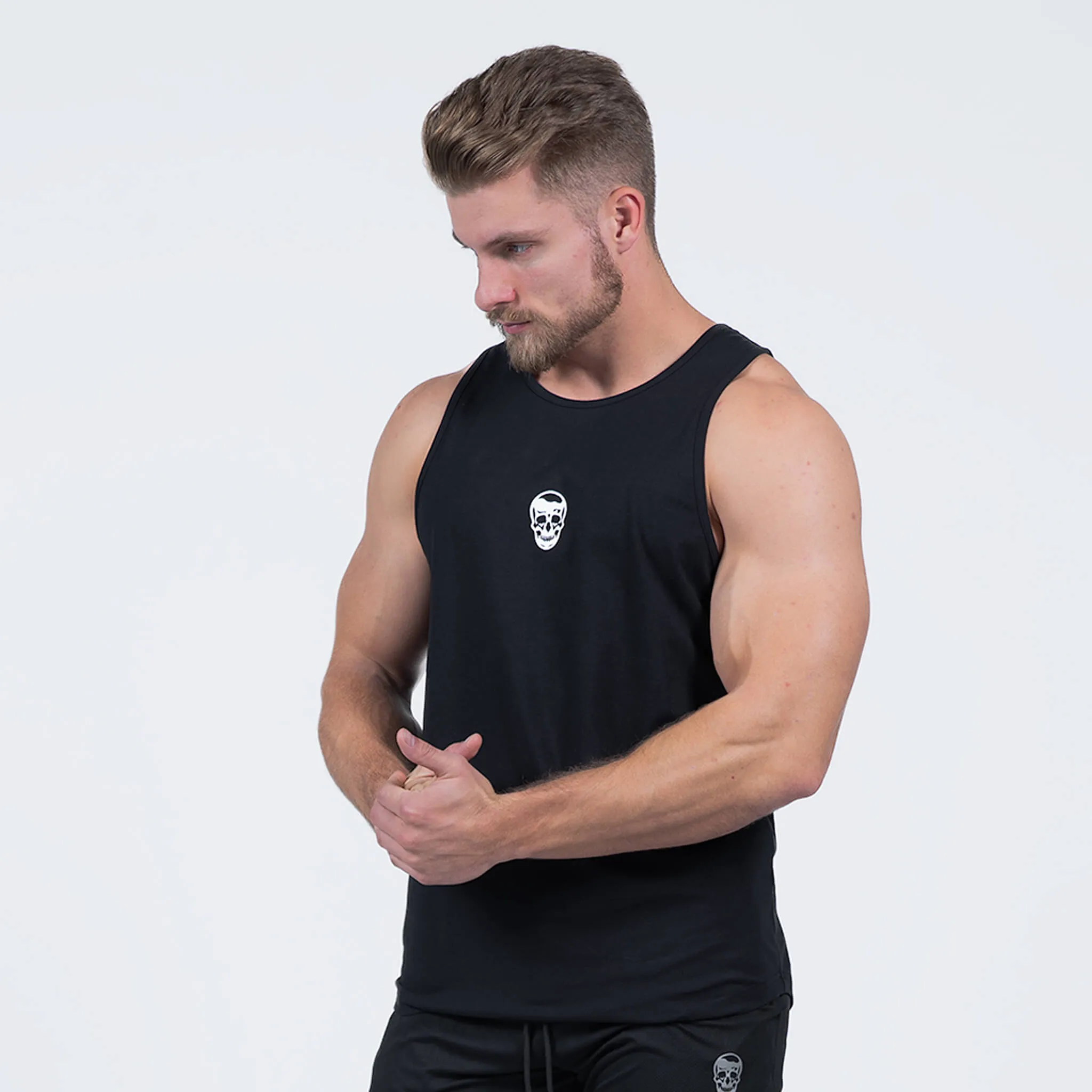 Ascend Scoop Hem Tank - Black/White