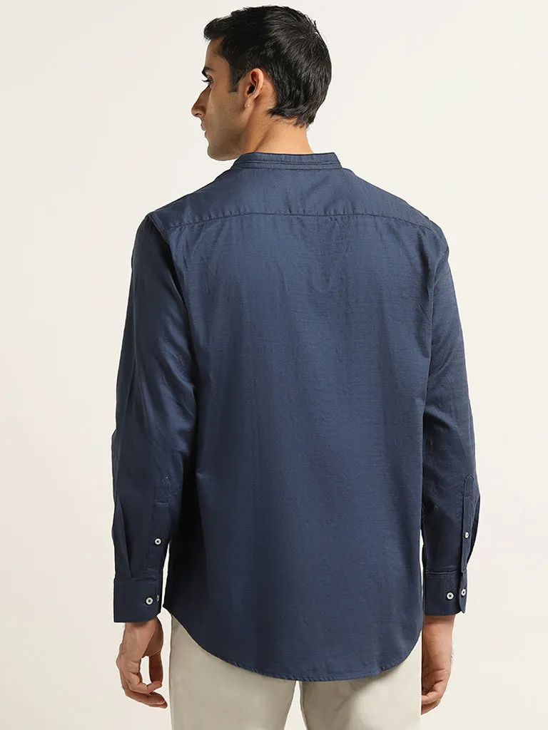 Ascot Indigo Solid Relaxed-Fit Cotton Shirt