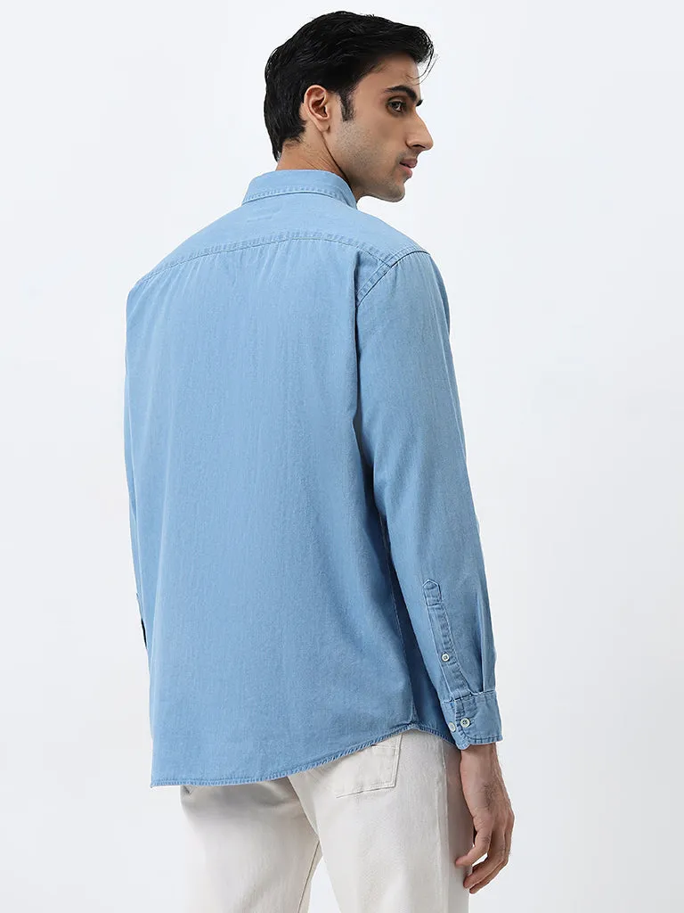 Ascot Light Blue Relaxed-Fit Cotton Shirt