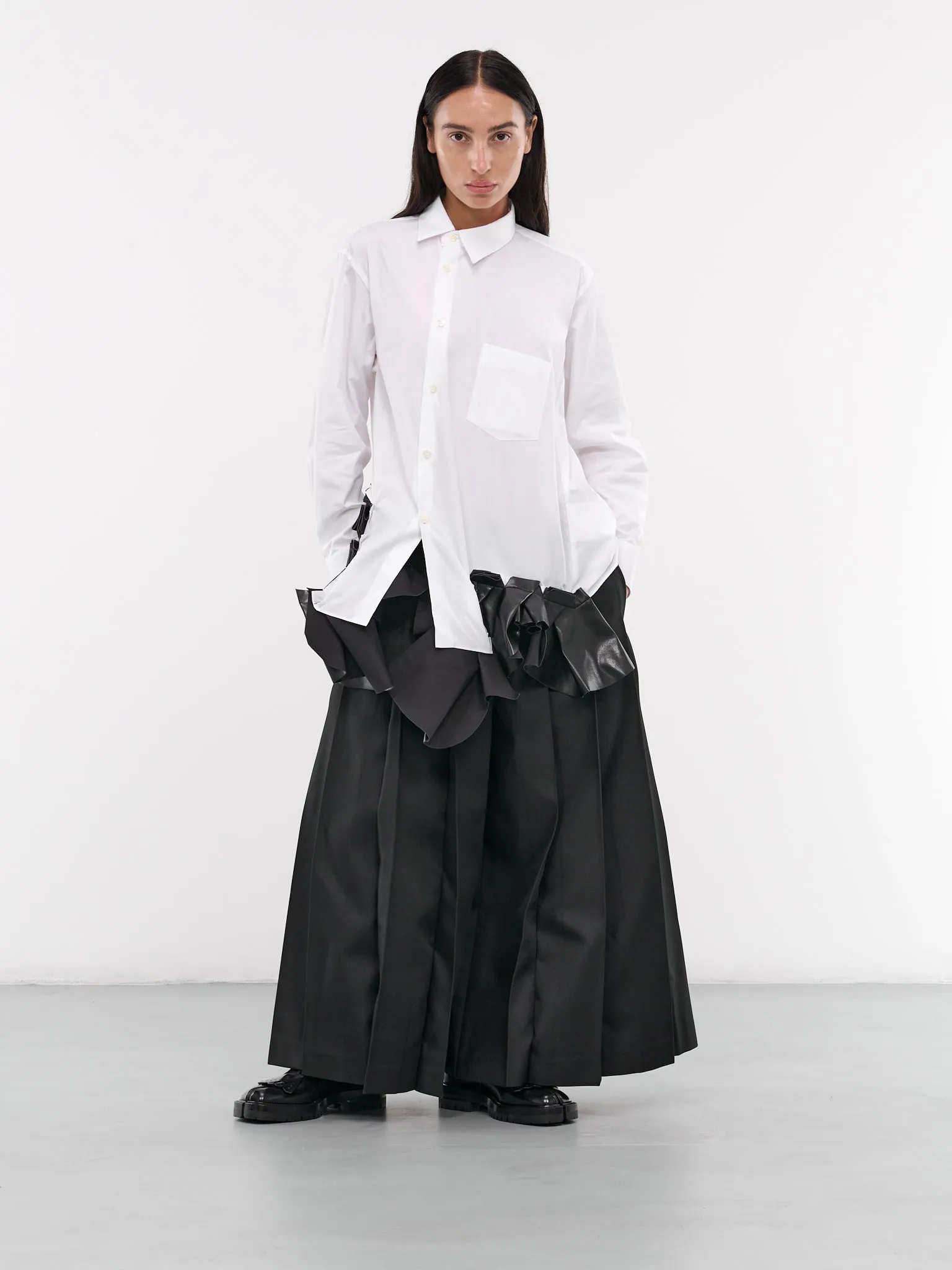 Asymmetric Shirt (GN-B010-051-WHITE-BLACK)