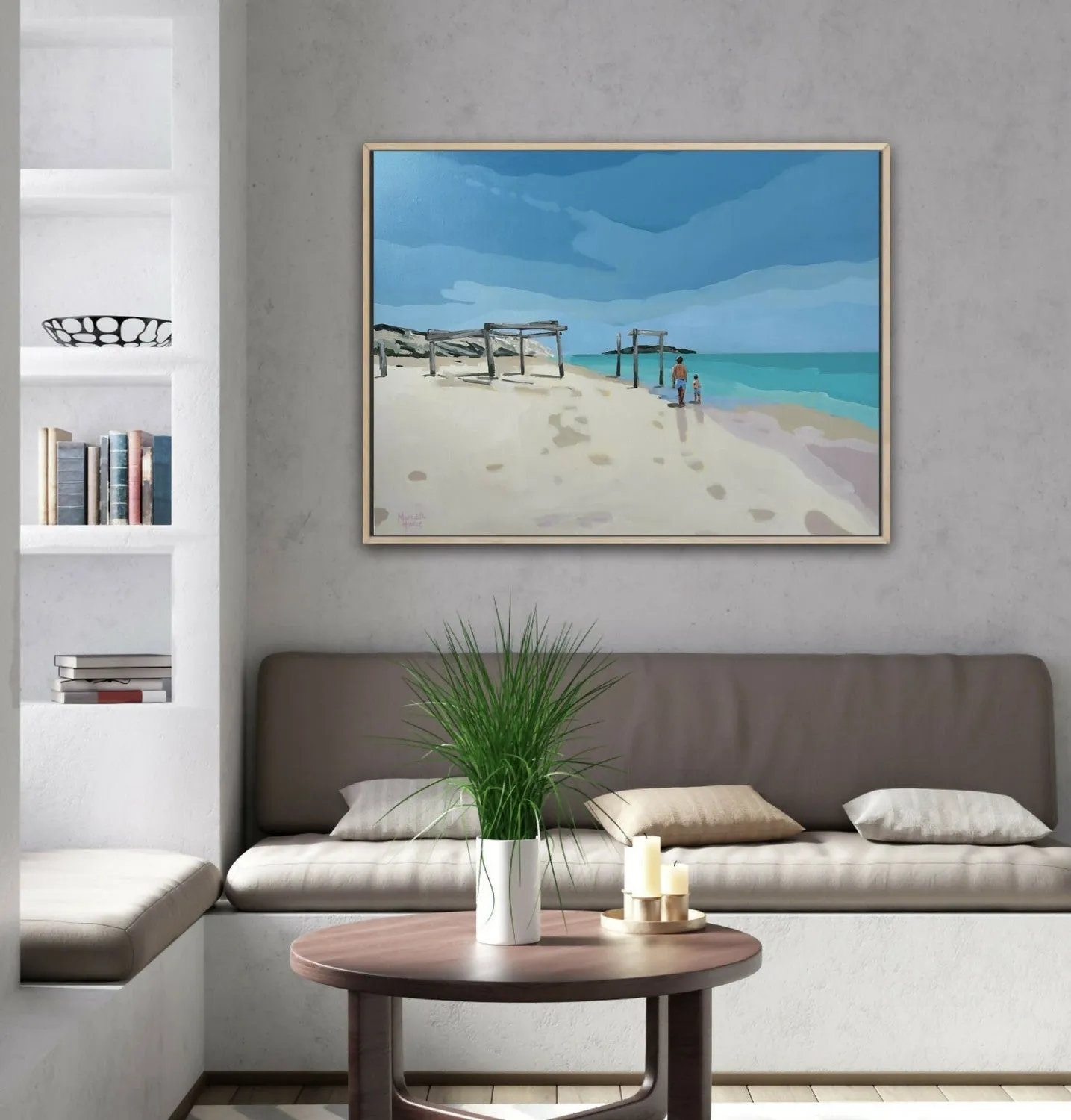 Beach Day at Hamelin Bay, Original Hand-painted Canvas by Meredith Howse