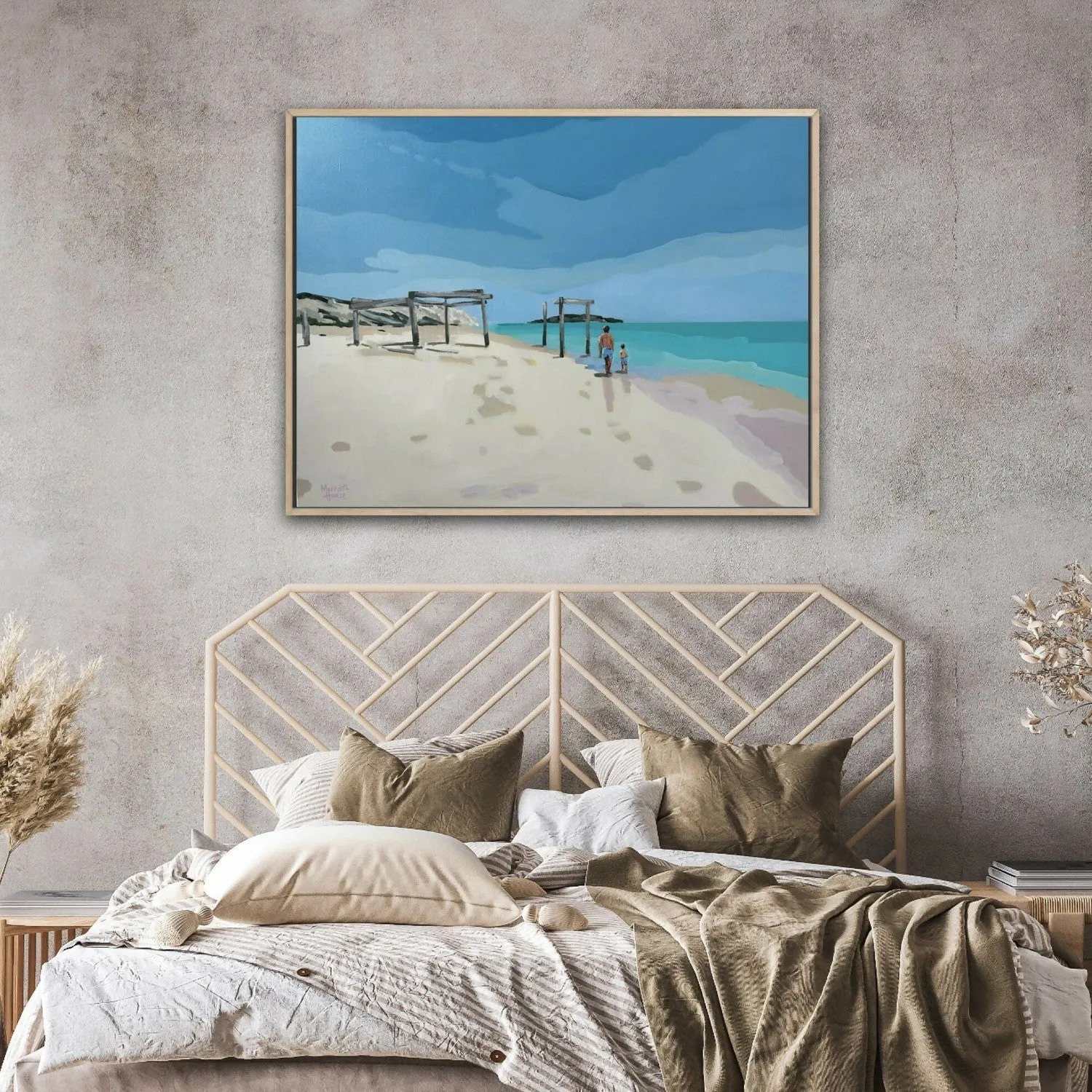 Beach Day at Hamelin Bay, Original Hand-painted Canvas by Meredith Howse