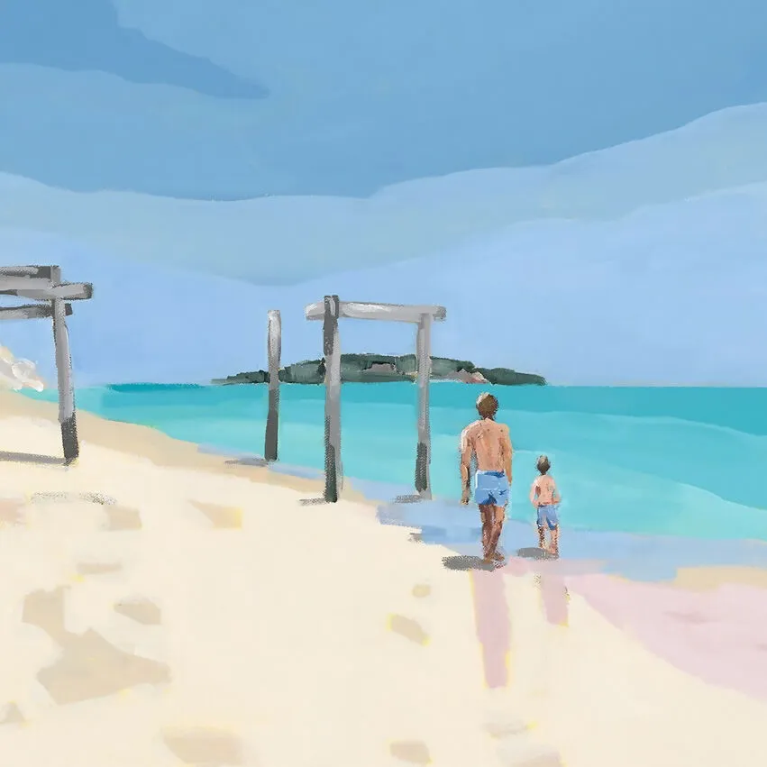 Beach Day at Hamelin Bay, Original Hand-painted Canvas by Meredith Howse