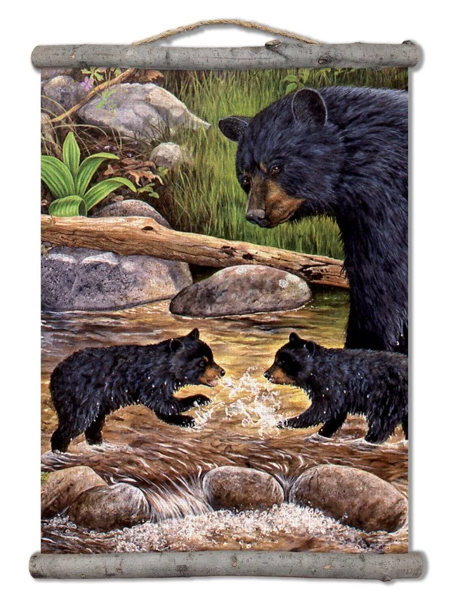 Bear Family Canvas Wall Scroll