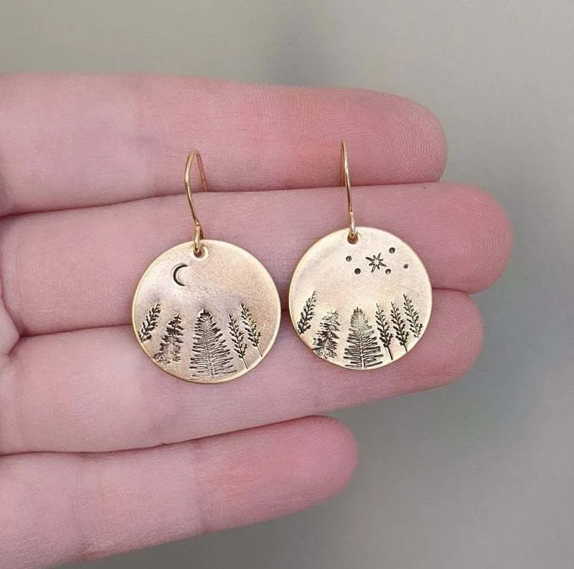 Beautiful Gold Starlit Tree Earrings