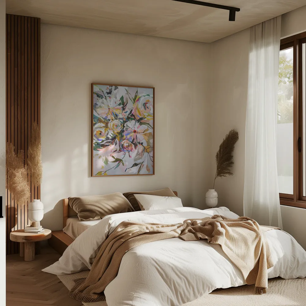 Bedroom Flowers - Stretched Canvas, Poster or Fine Art Print