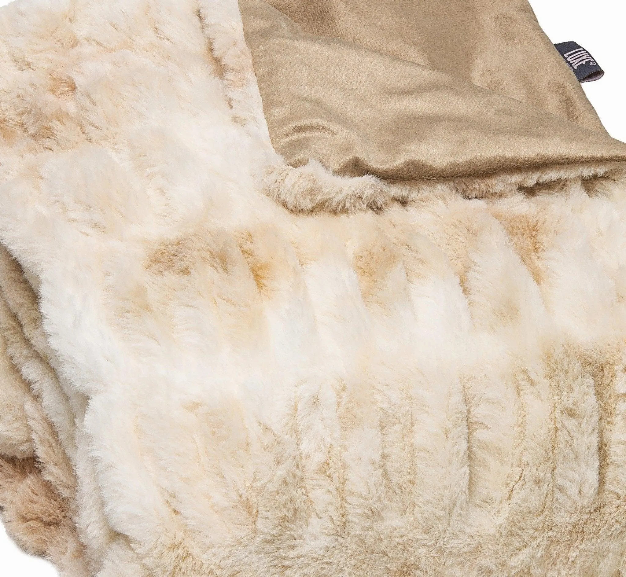 Beige Faux Fur Throw Blanket