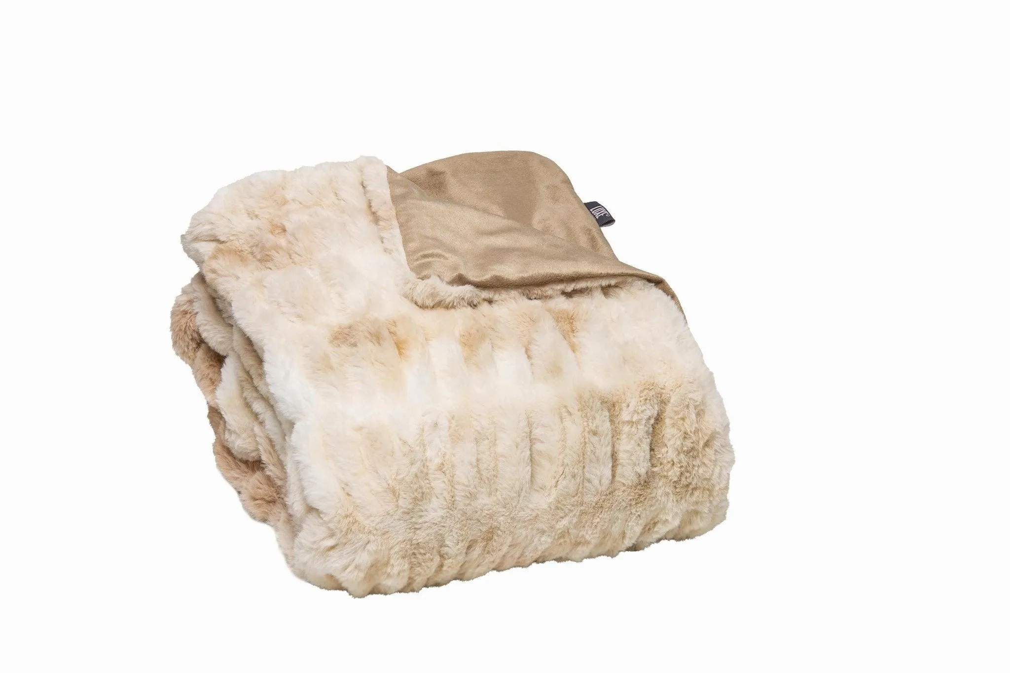 Beige Faux Fur Throw Blanket