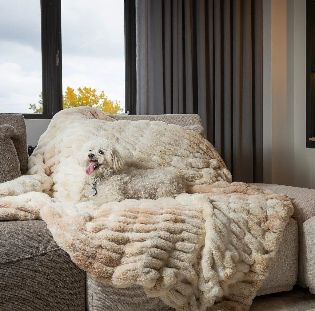 Beige Faux Fur Throw Blanket