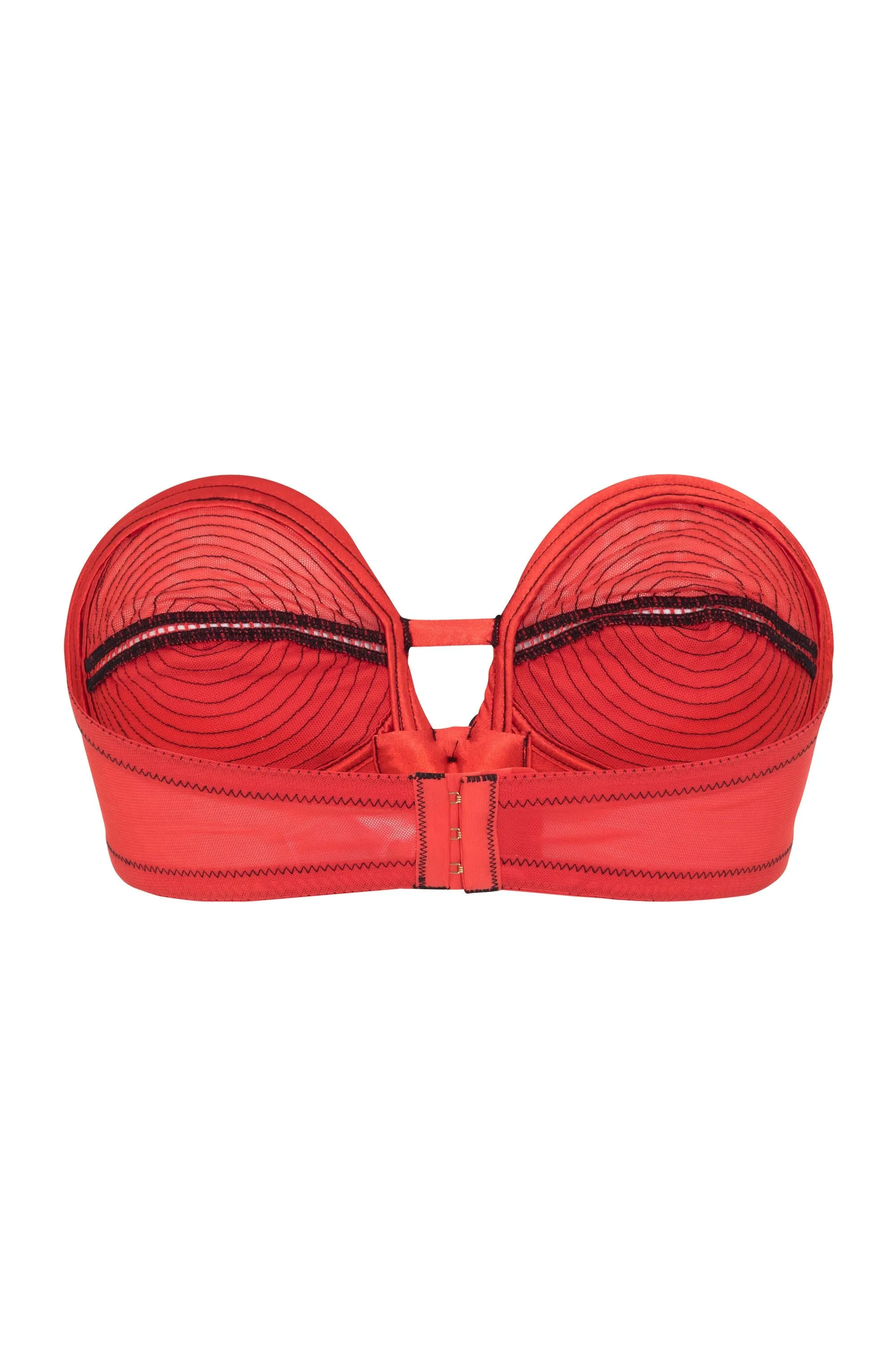 Bettie Page Red/Black Overwire Bra A - DD/E