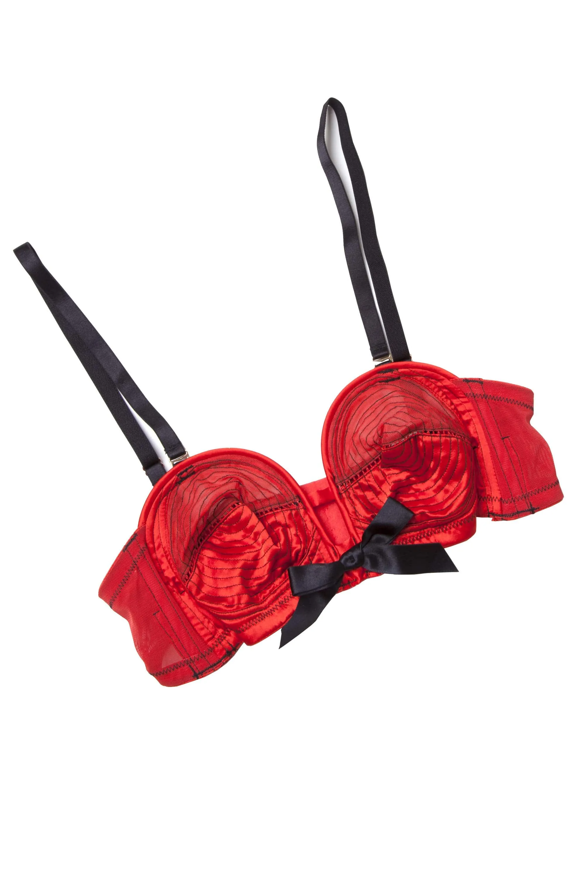 Bettie Page Red/Black Overwire Bra A - DD/E