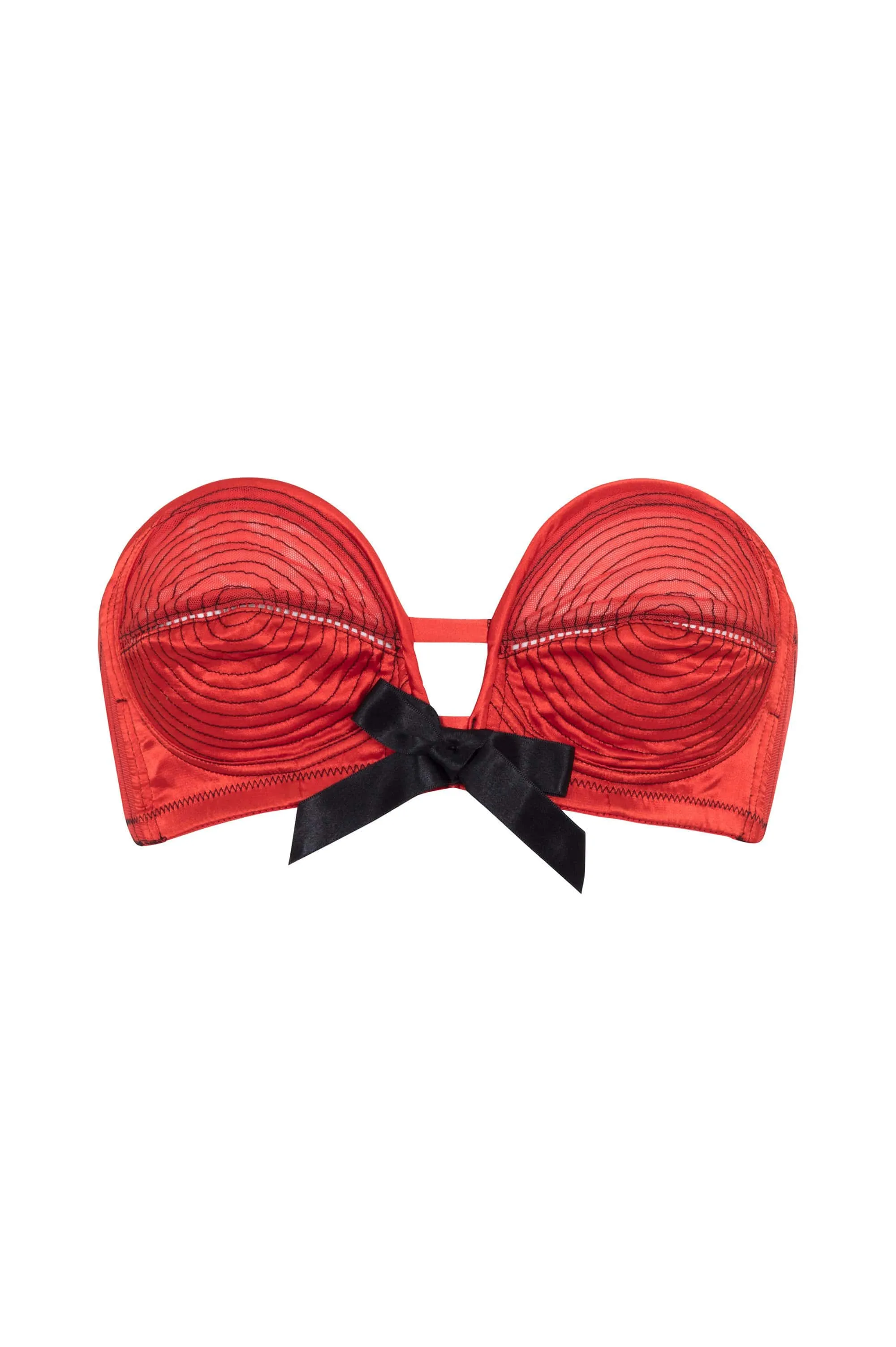 Bettie Page Red/Black Overwire Bra A - DD/E