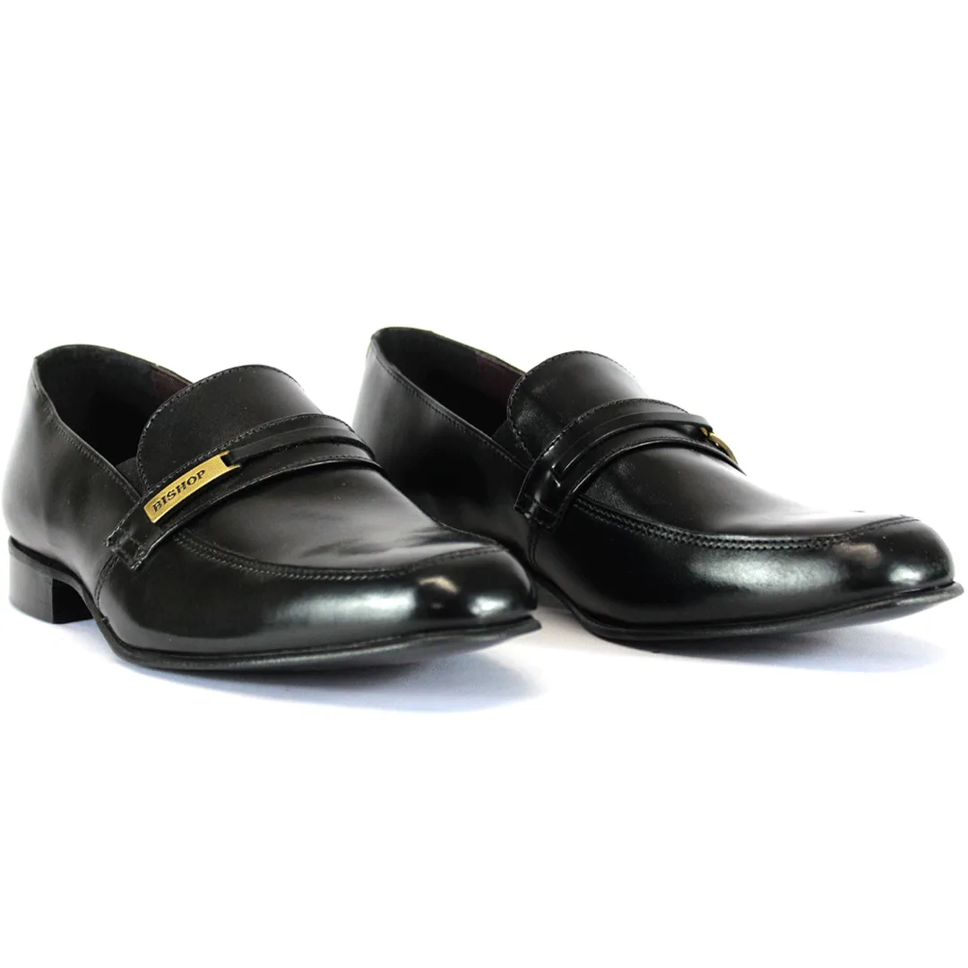 BISHOP Black Leather Mocassin