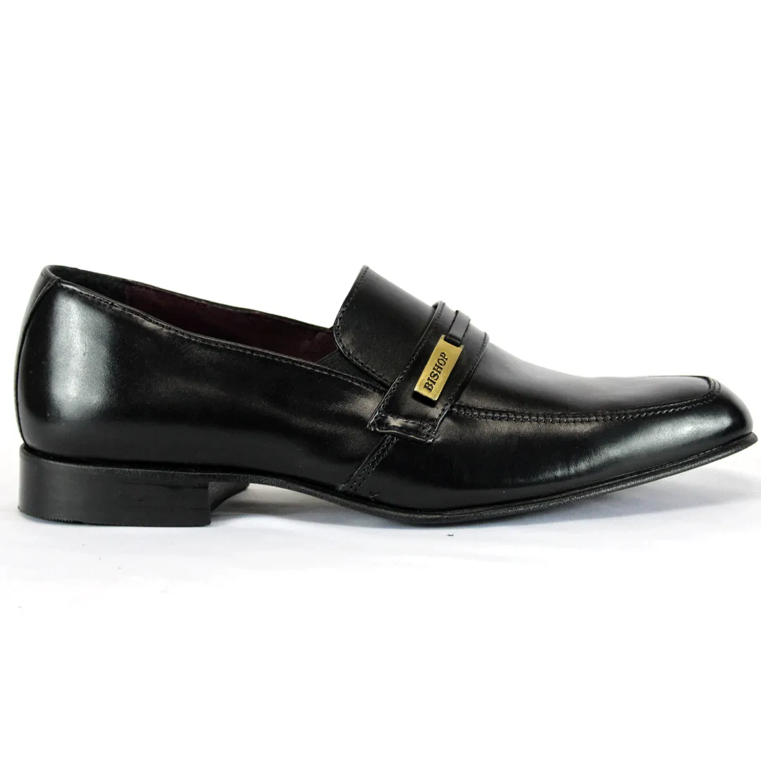 BISHOP Black Leather Mocassin