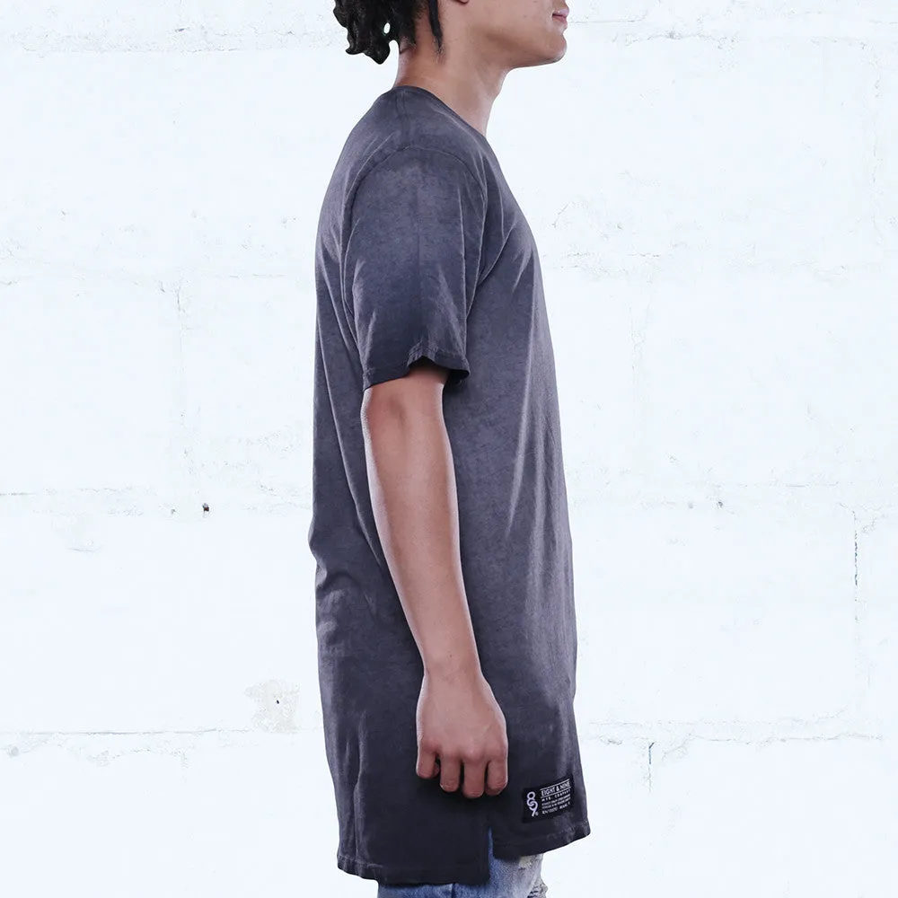 Black Antique Wash Elongated T Shirt