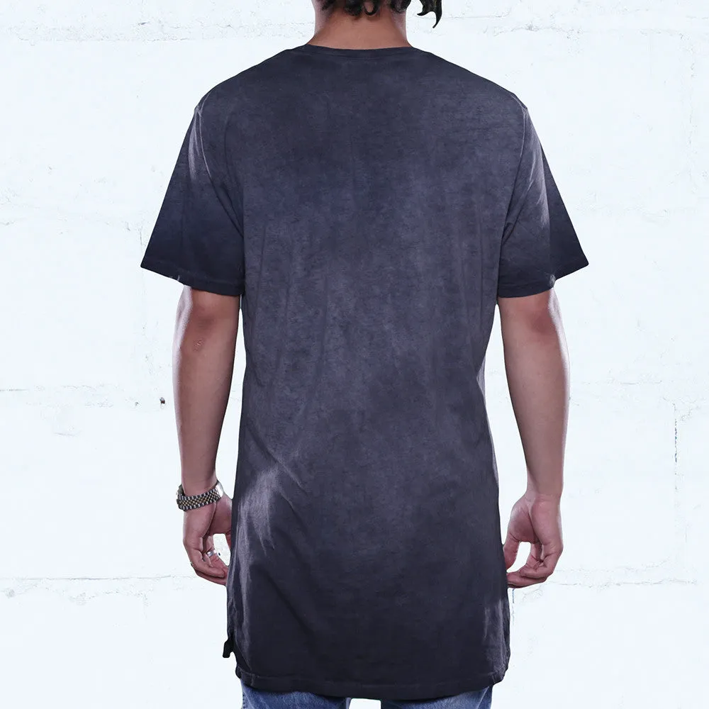 Black Antique Wash Elongated T Shirt