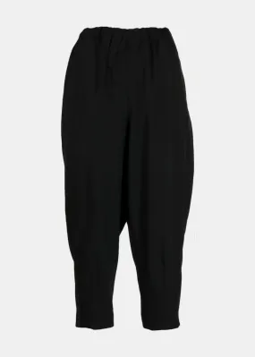 Black Cropped Wool Trousers