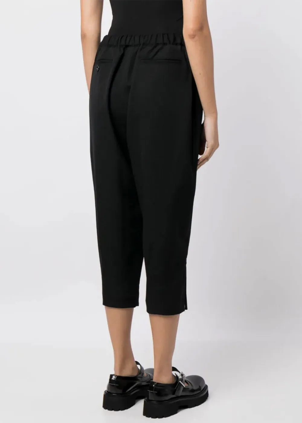 Black Cropped Wool Trousers