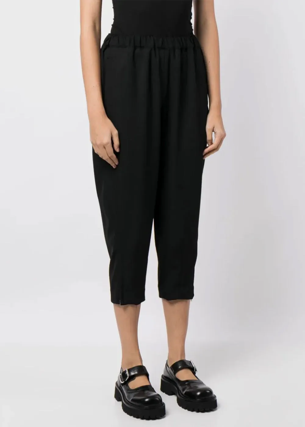 Black Cropped Wool Trousers