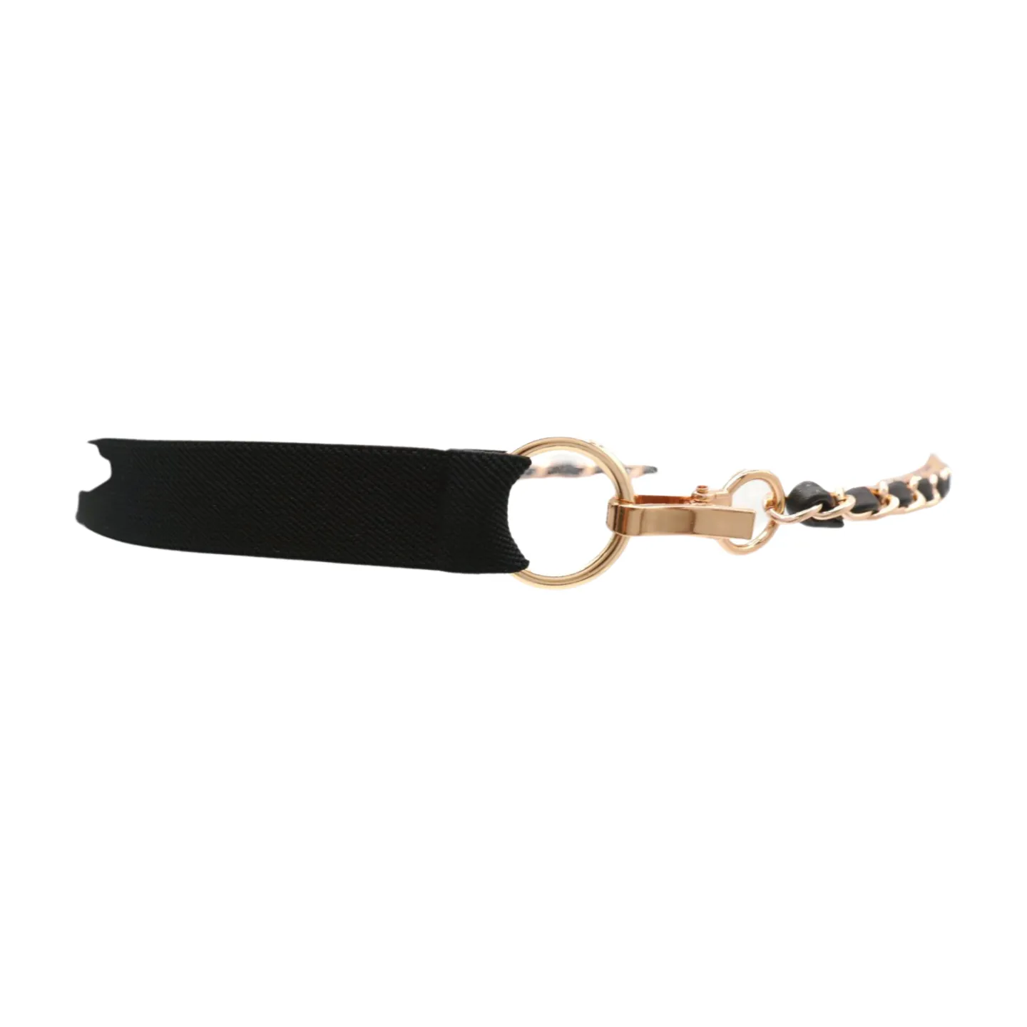 Black Elastic Band Belt Gold Metal Chain S M