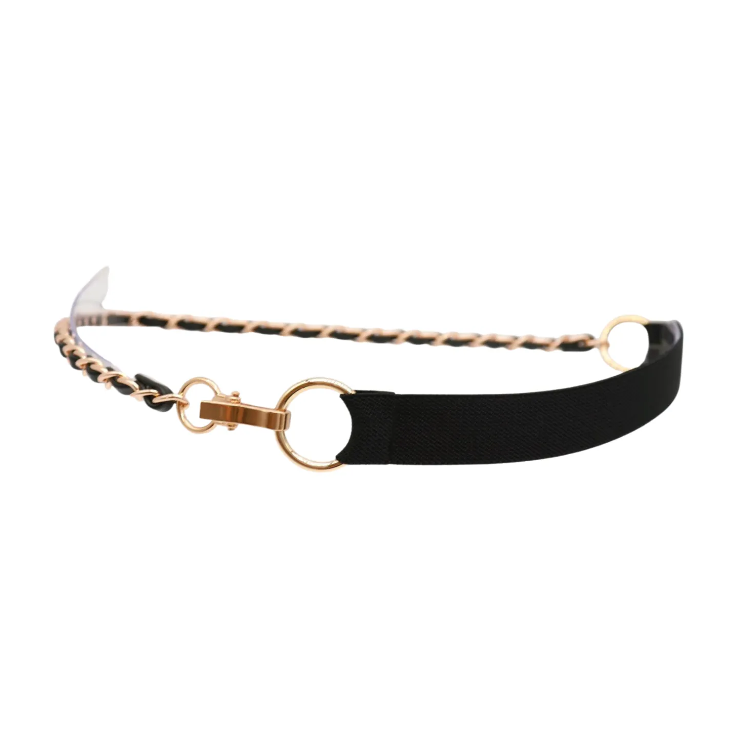 Black Elastic Band Belt Gold Metal Chain S M