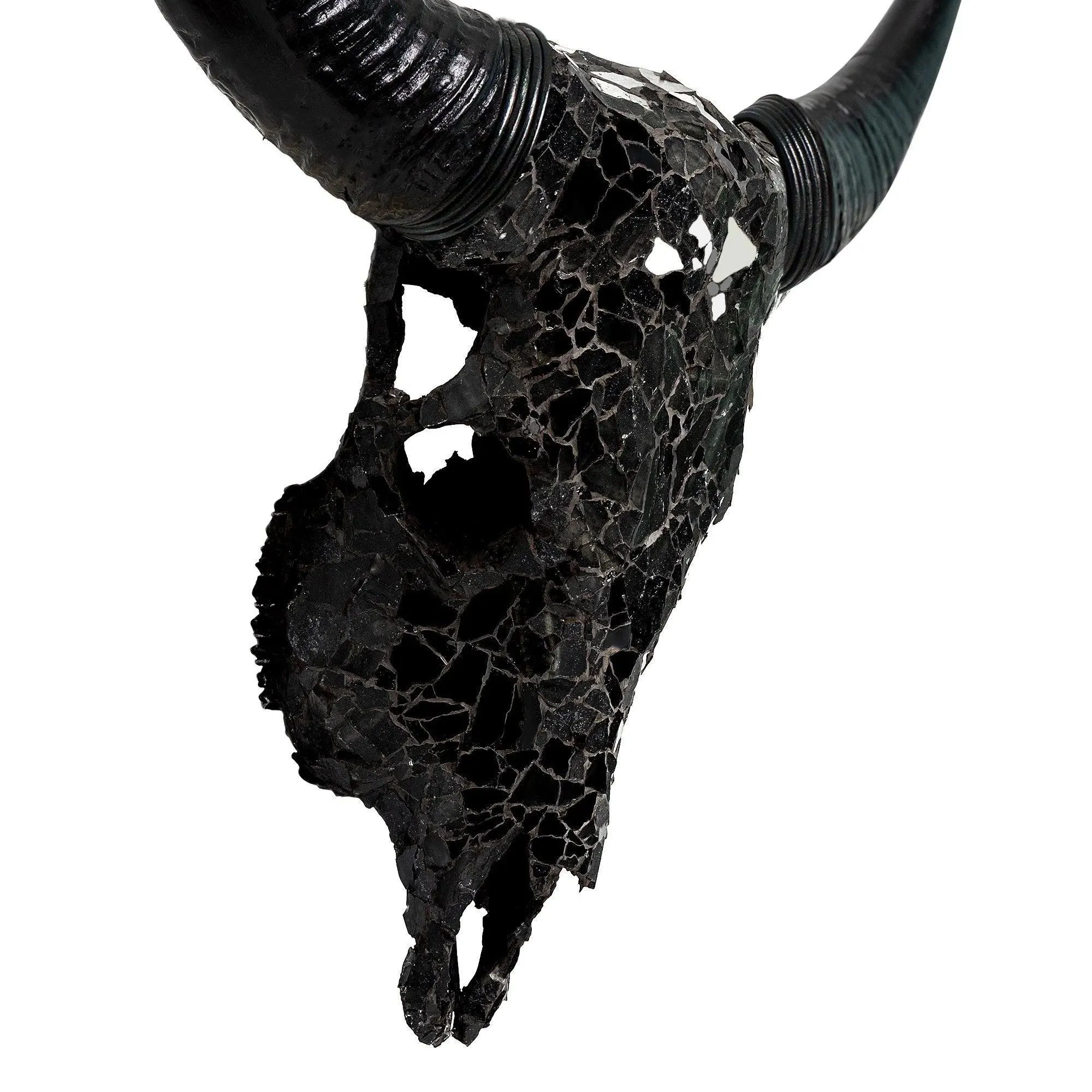 Black Glass Mosaic Steer Skull