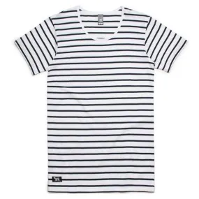 Black Sheep Wire Stripe Tee White - Navy