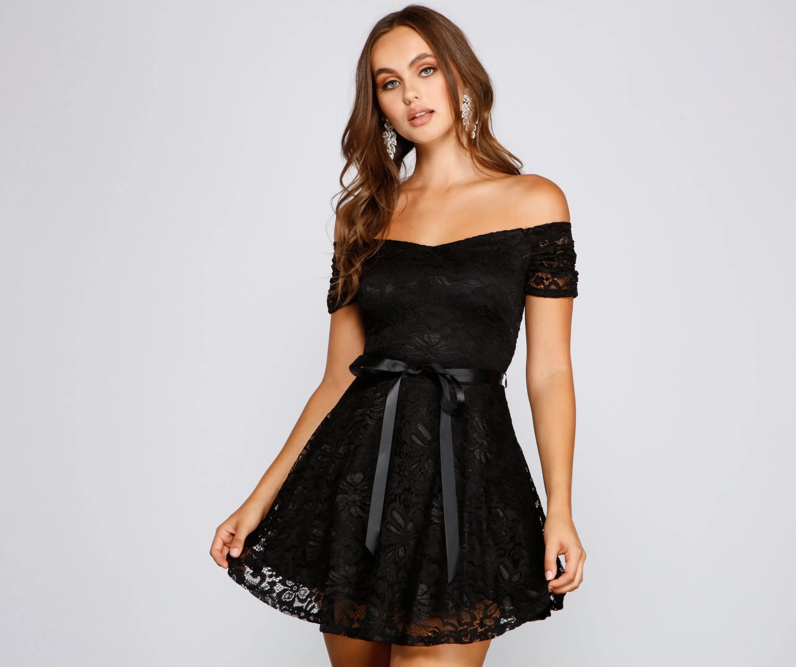 Blair Formal Off Charming The Shoulder Lace Dress