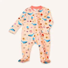 Bora Bora Ruffle Zipper Baby Girl Jumpsuit Footie (Organic Cotton)