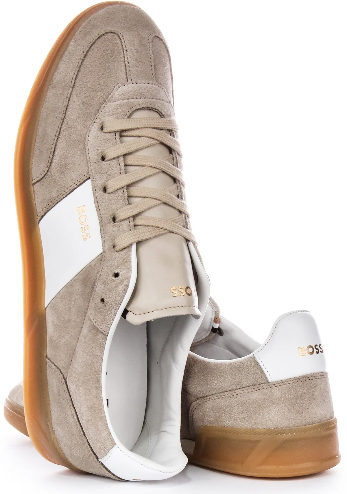 Boss Brandon Tennis Suede In Grey White For Men