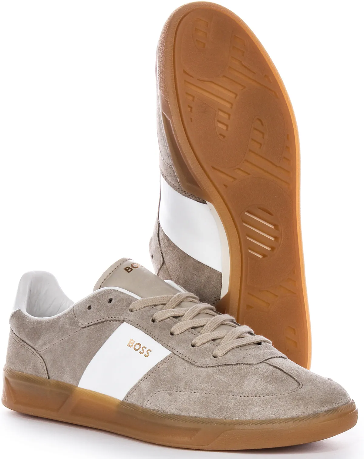 Boss Brandon Tennis Suede In Grey White For Men