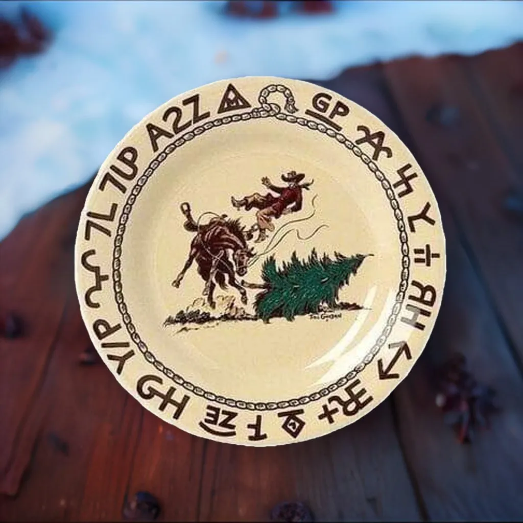 Branded Cowboy Christmas Western Dessert Plate