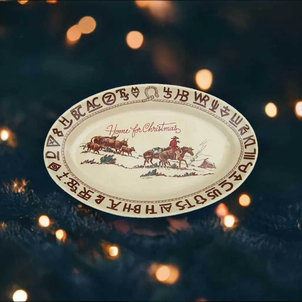 Branded Cowboy Christmas Western Oval Platter