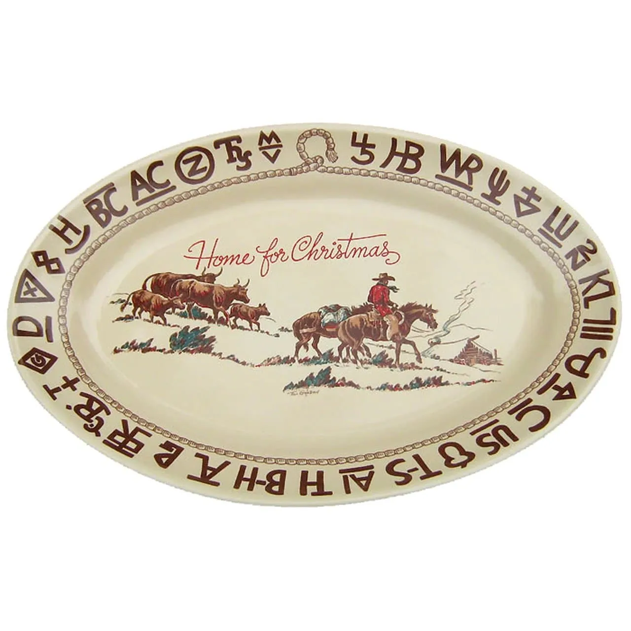 Branded Cowboy Christmas Western Oval Platter